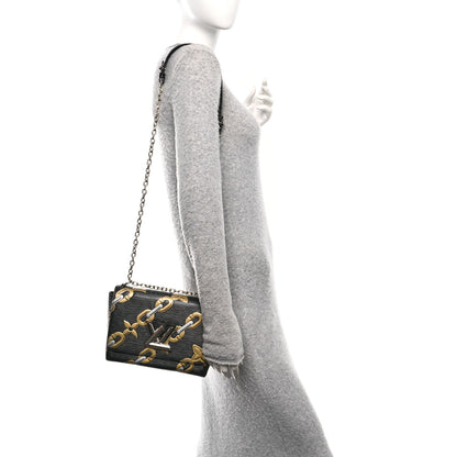 Louis Vuitton Epi Chain Flower Twist Shoulder Bag MM Black 2 of 13