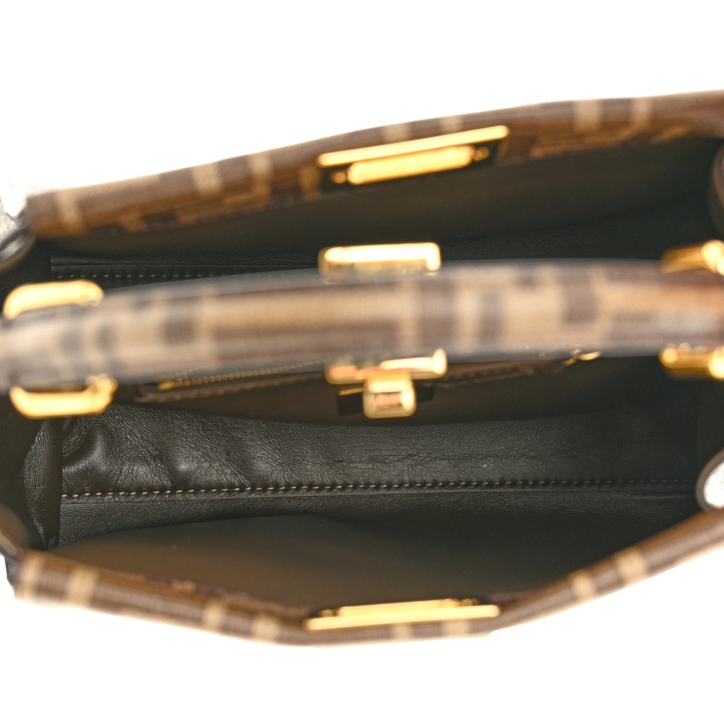 Glazed Fabric Vitello FF 1974 Hairdo Girls Inlay Mini Peekaboo Iconic Satchel Mogano Panna Multicolor