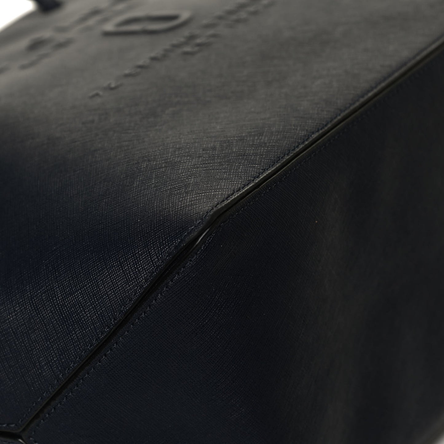 Calfskin Embossed Logo East West Shopper Tote Navy