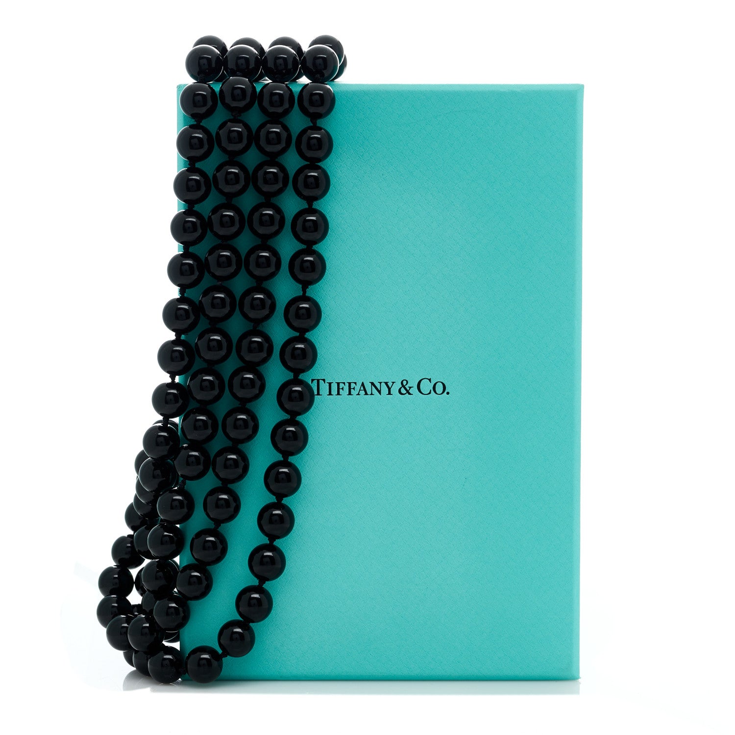 Tiffany Sterling Silver Black Onyx Bead Necklace 78" 5 of 5