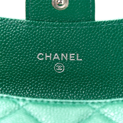 Chanel Caviar Quilted Flap Card Holder On Chain Green 6 of 12