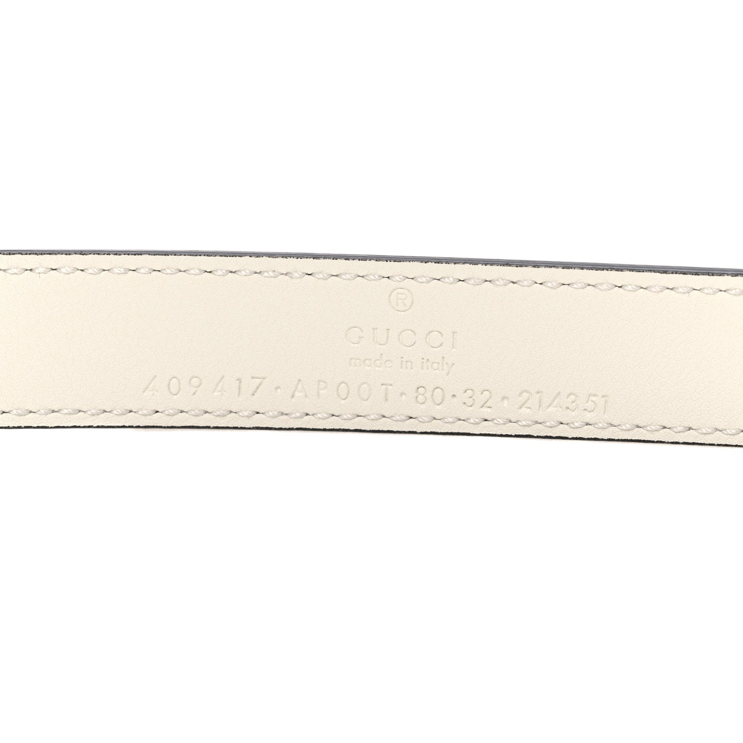 Calfskin Double G 20mm Belt 80 32 Mystic White