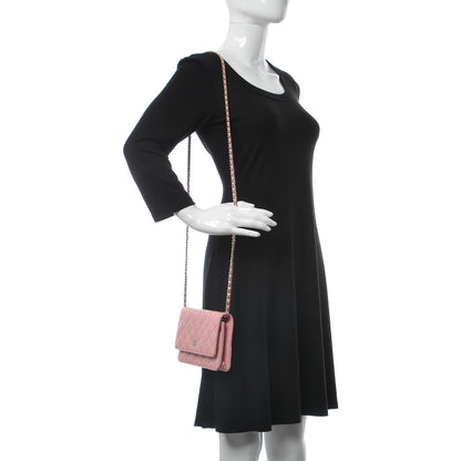Chanel Iridescent Caviar Quilted Wallet on Chain WOC Rose Pink 2 of 9