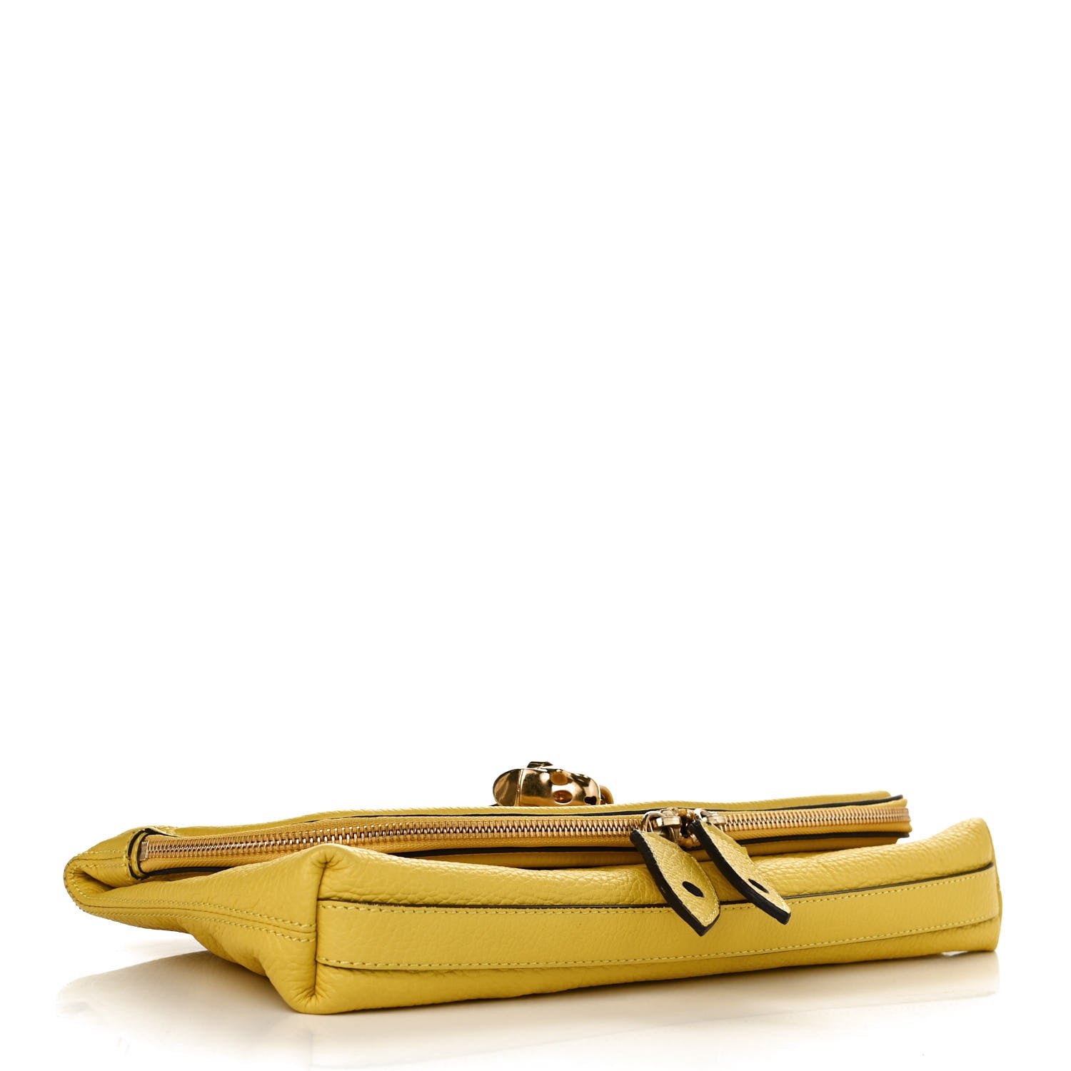 Alexander McQueen Grainy Calfskin Padlock Skull Clutch Yellow 4 of 9