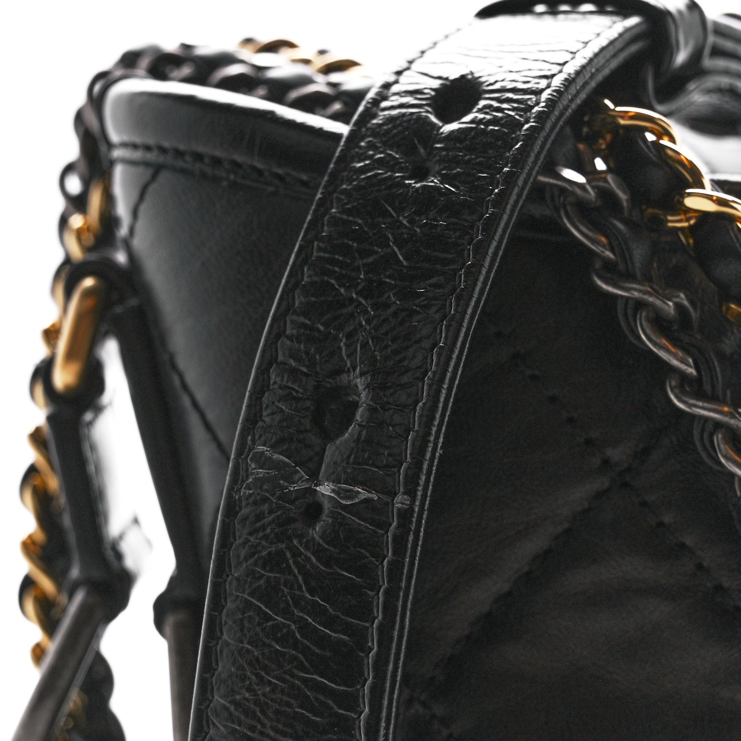 Aged Calfskin Quilted Small Gabrielle Hobo Black