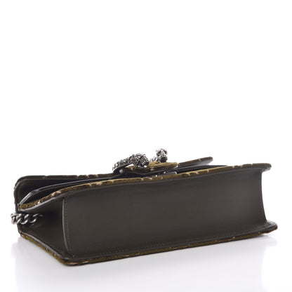 Gucci Velvet Moon Calfskin Crystal GG Monogram Small Dionysus Shoulder Bag Dark Olive Rose Gold 5 of 12