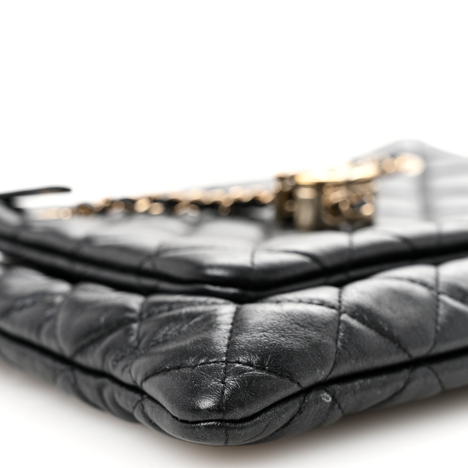 Chanel Shiny Lambskin Quilted Medium Double Case With Strap Black 9 of 10