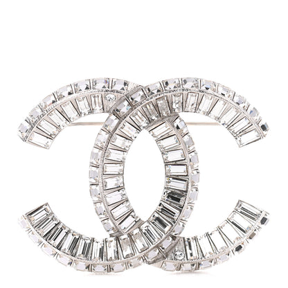 Chanel Baguette Crystal CC Brooch Silver 1 of 5