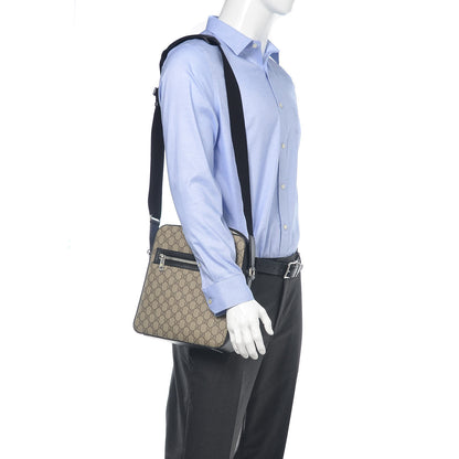 Gucci GG Supreme Monogram Flat Messenger Bag Black 2 of 12