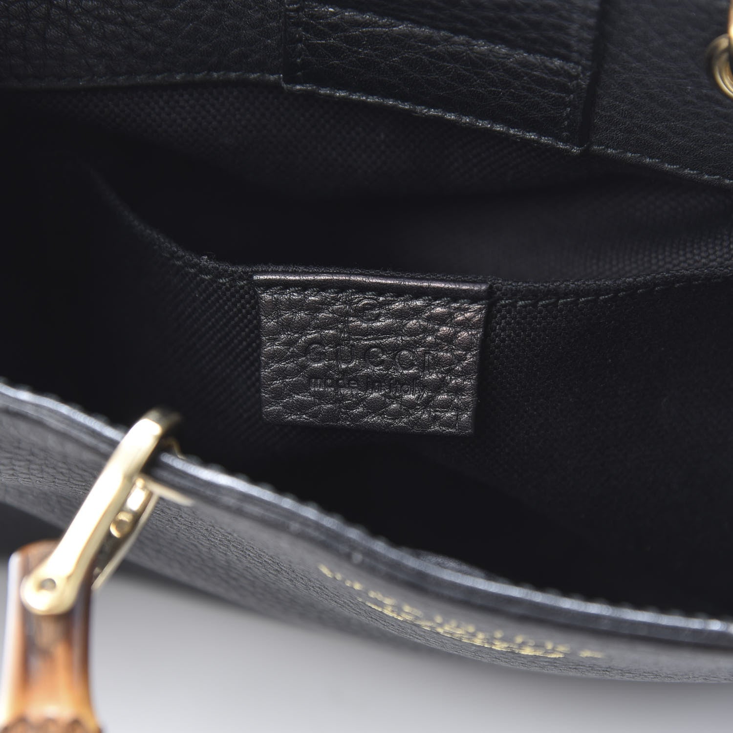 Gucci Cellarius Calfskin Mini Bamboo Shopper Tote Black 6 of 10