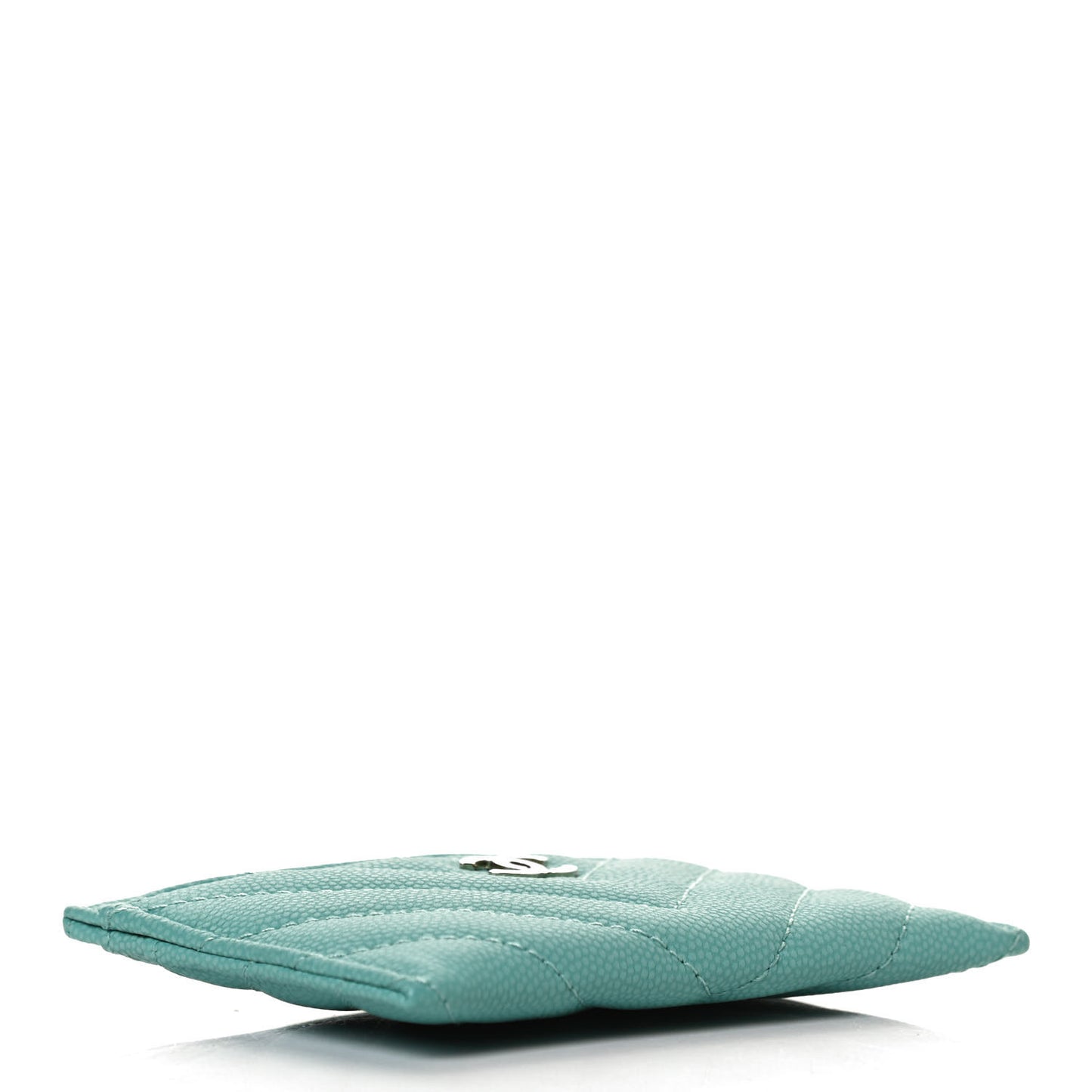 Caviar Chevron Quilted Card Holder Turquoise
