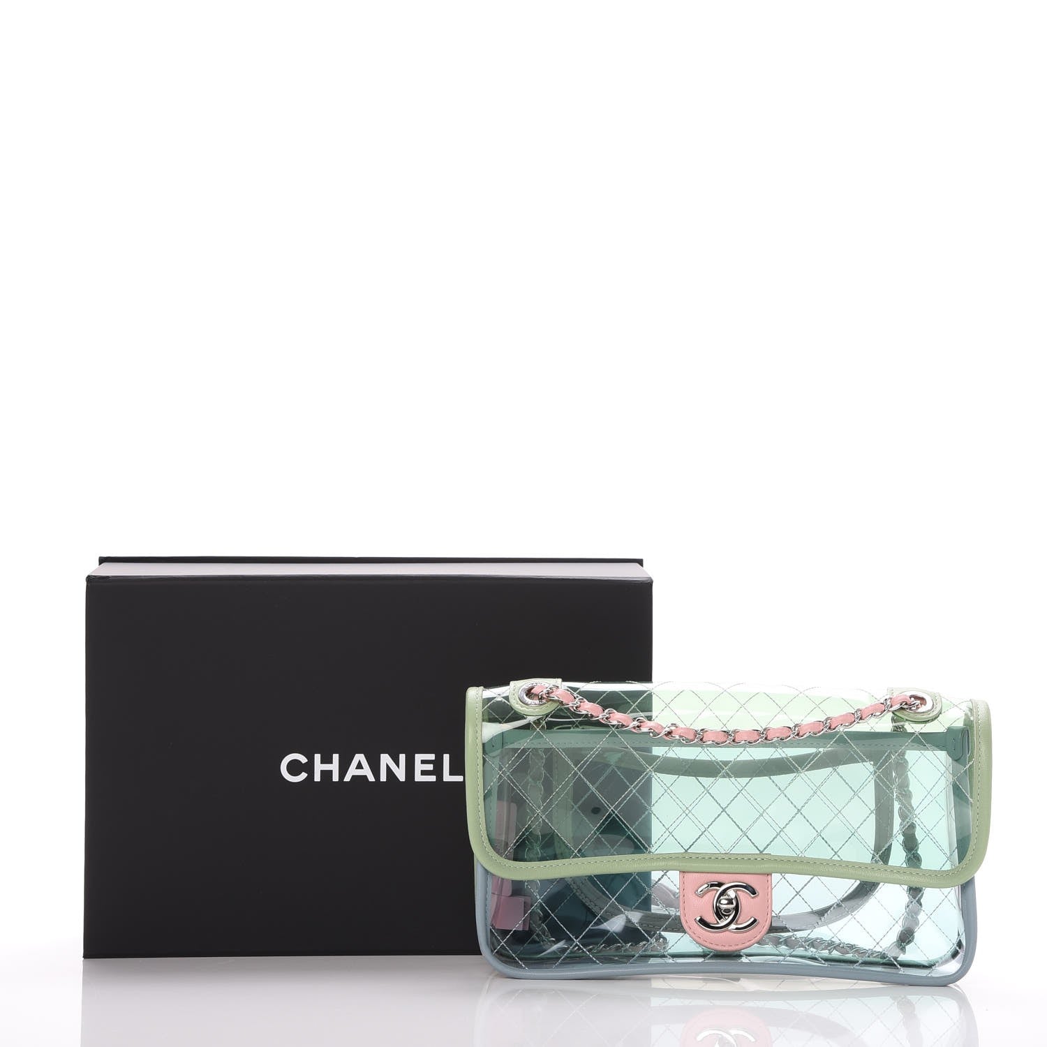Chanel Lambskin PVC Quilted Medium Coco Splash Flap Blue Green 8 of 8