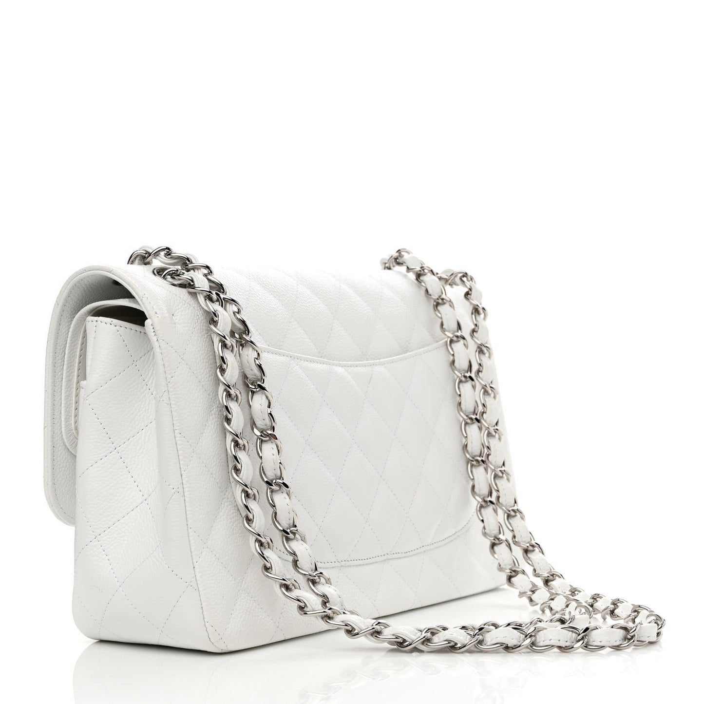 Caviar Quilted Jumbo Double Flap White