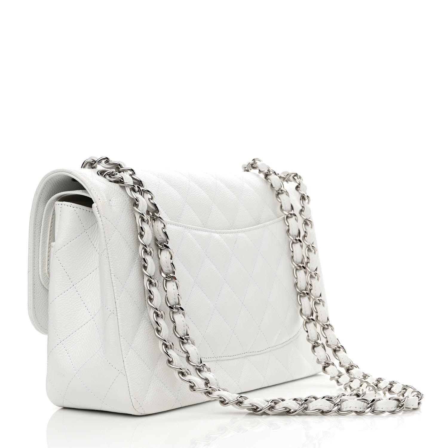 Chanel Caviar Quilted Jumbo Double Flap White 3 of 13