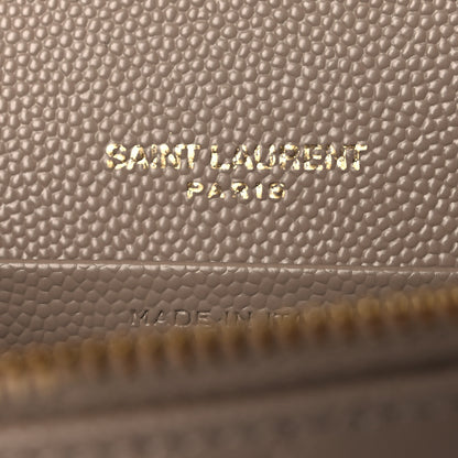 Saint Laurent Grain De Poudre Matelasse Chevron Monogram Envelope Chain Wallet Dark Beige 5 of 11