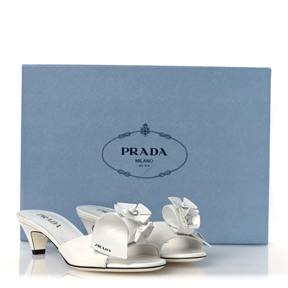Prada Spazzolato Flower 45mm Slide Sandals 38.5 White 11 of 11