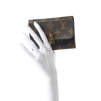 Louis Vuitton Monogram Flower Lock Compact Wallet Black 2 of 10