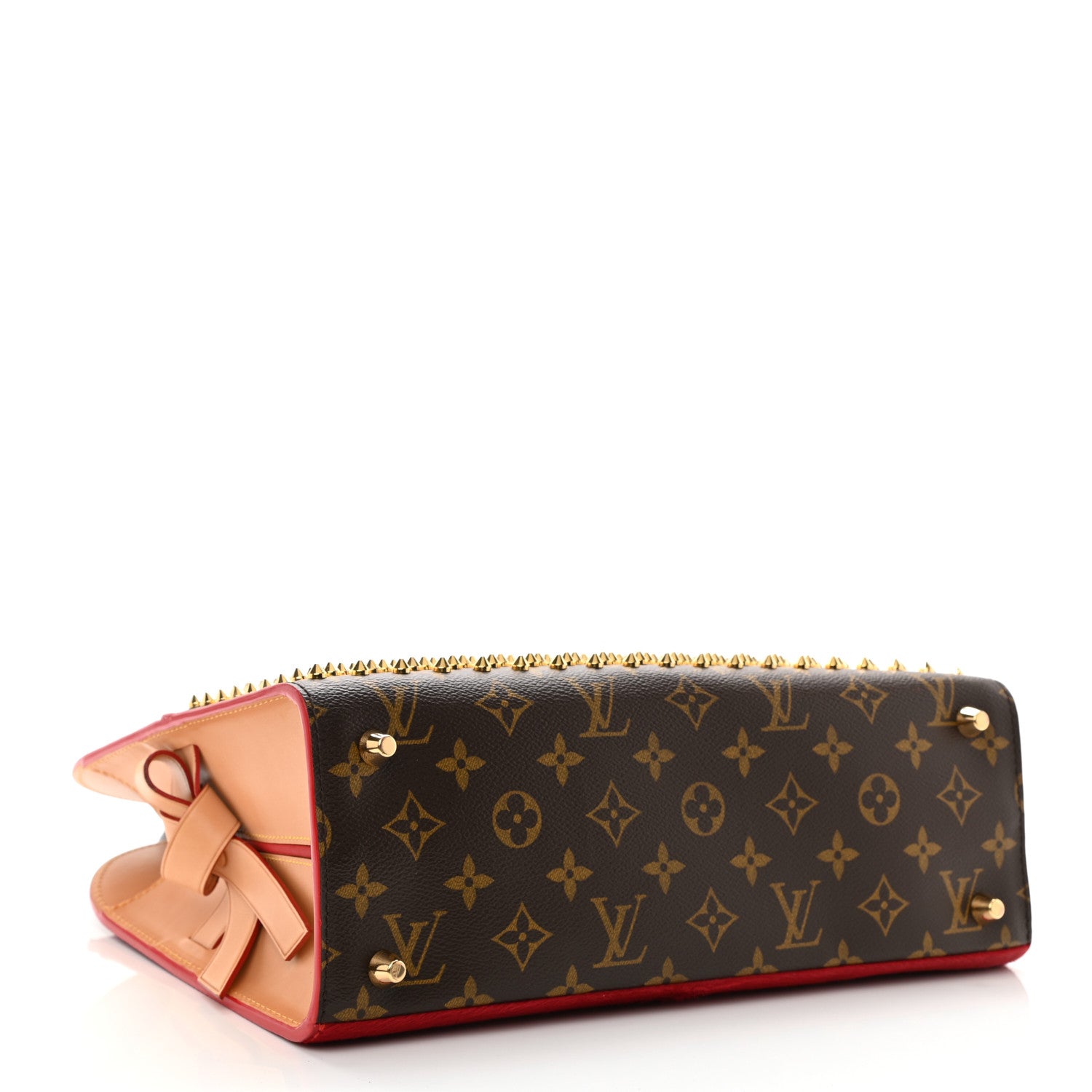Louis Vuitton Monogram Calf Hair Spikes Iconoclasts Christian Louboutin Tote Red 4 of 15