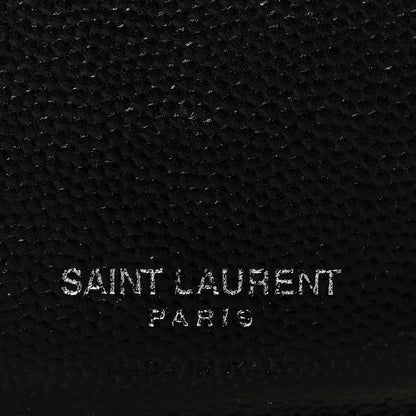 Saint Laurent Grain De Poudre Matelasse Chevron Monogram Compact Tri Fold Wallet Black 6 of 6
