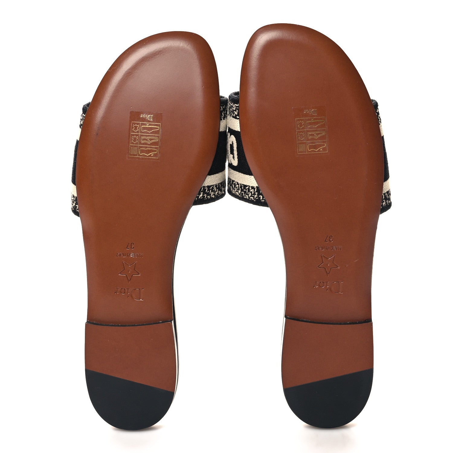 Christian Dior Canvas Embroidered Dway Mules Slide Sandals 37 Deep