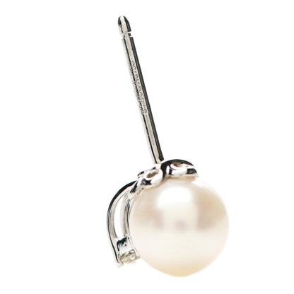 Tiffany 18K White Gold Diamond Akoya Pearl 7-7.5mm Signature Earrings 4 of 5