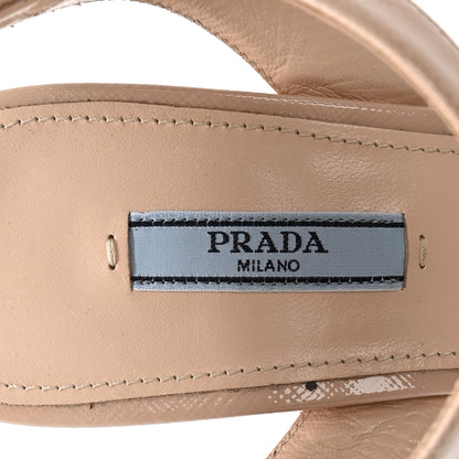 Prada Vernice Saffiano Embossed Platform Sandals 41 Beige 7 of 10