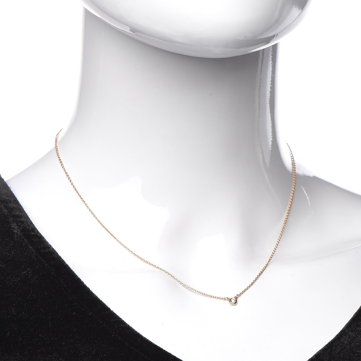Tiffany 18K Rose Gold Diamond .03ct Elsa Peretti Diamonds by the Yard Pendant Necklace 2 of 8