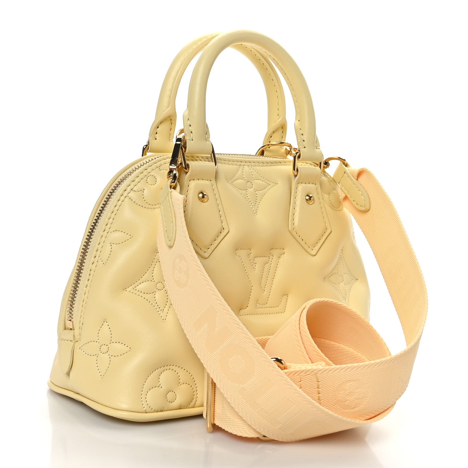 Louis Vuitton Calfskin Bubblegram Alma BB Banana 3 of 8
