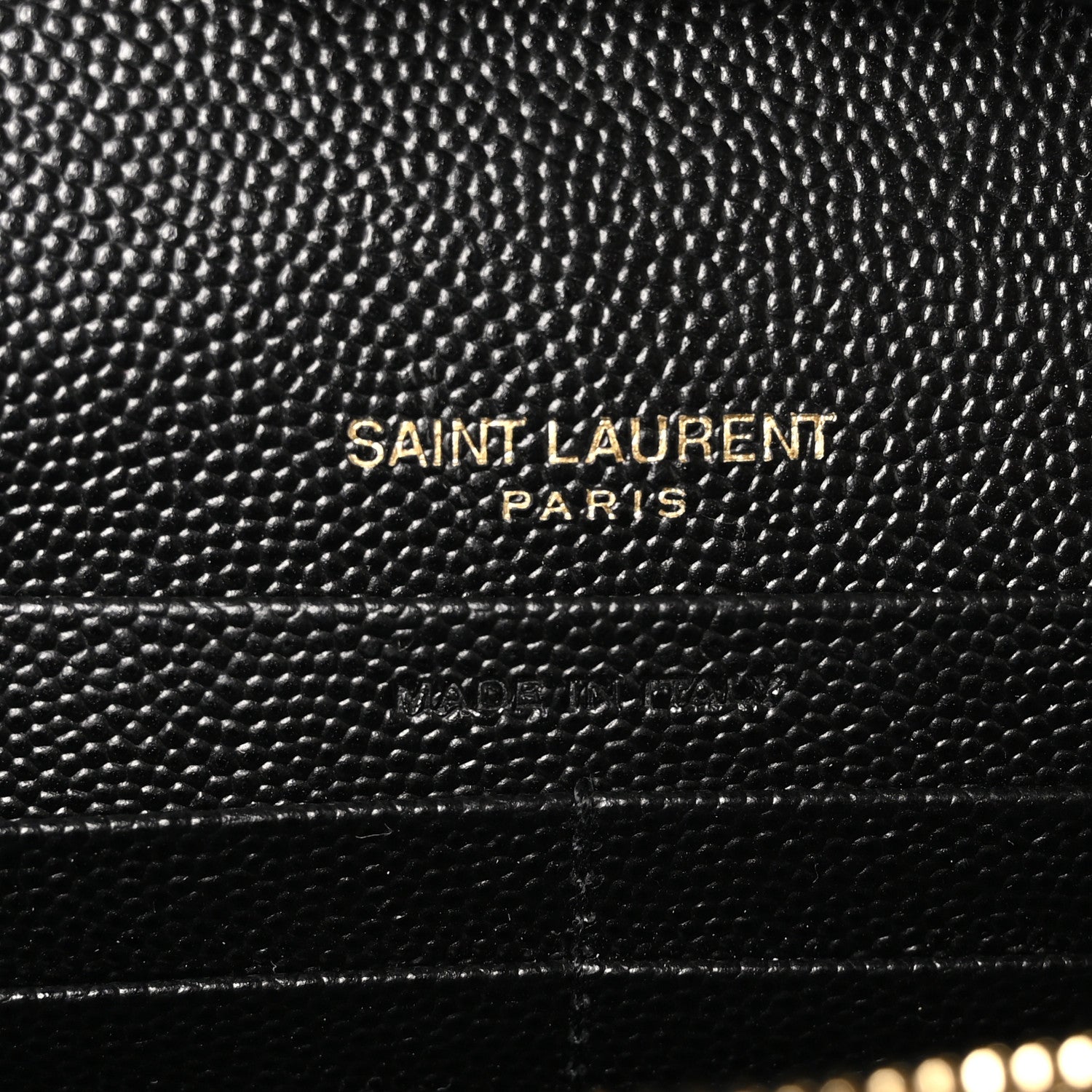 Saint Laurent Grain De Poudre Matelasse Chevron Monogram Chain Wallet Black 6 of 9