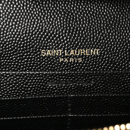 Saint Laurent Grain De Poudre Matelasse Chevron Monogram Chain Wallet Black 6 of 9