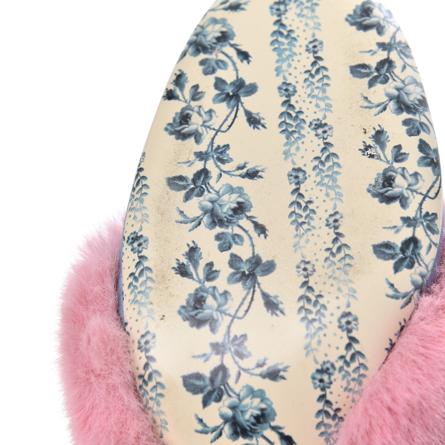 Faux Fur Silk Satin Crystal Candy Mules 38 Rosa Carta Zucchero