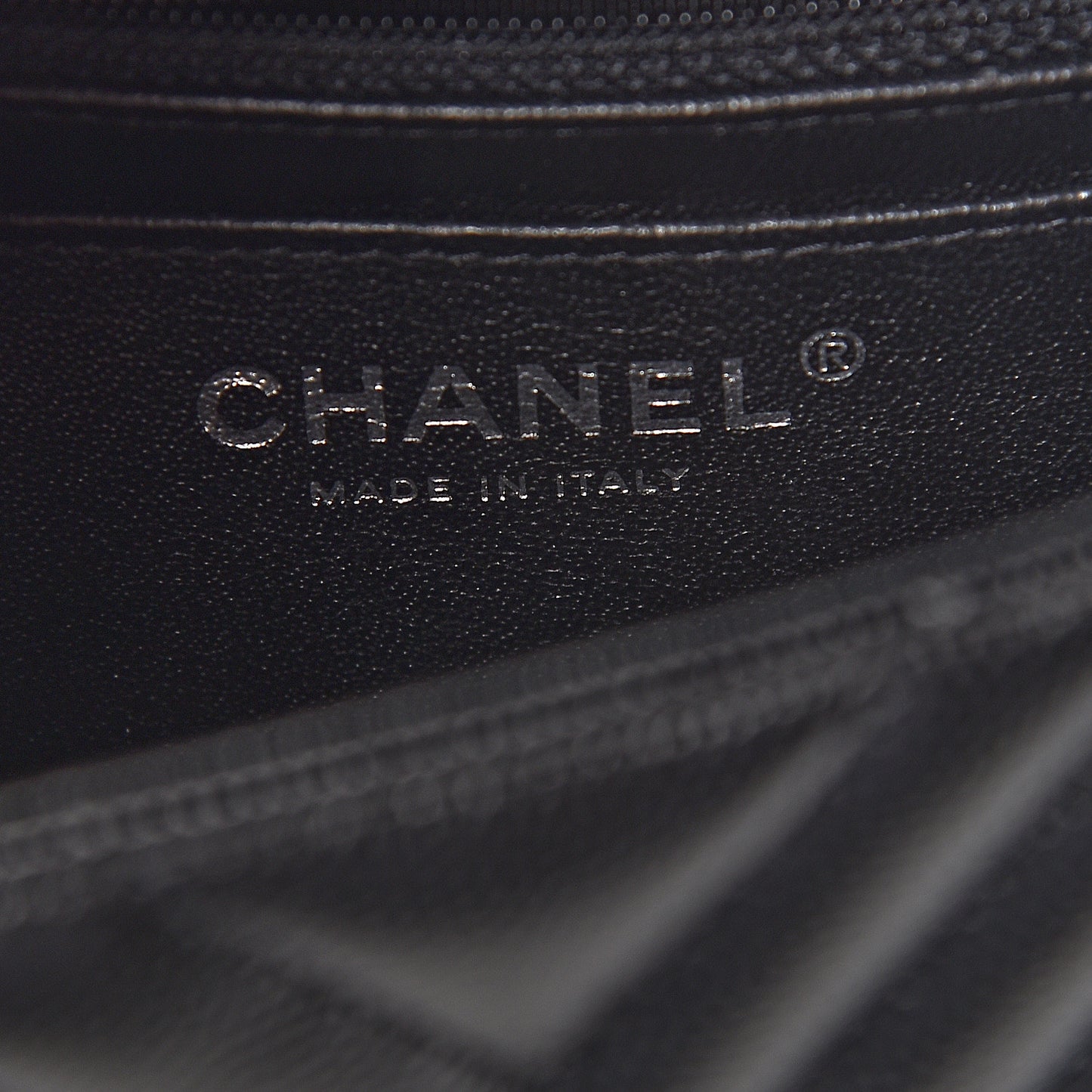 Caviar Chevron Quilted Mini Square Flap Black