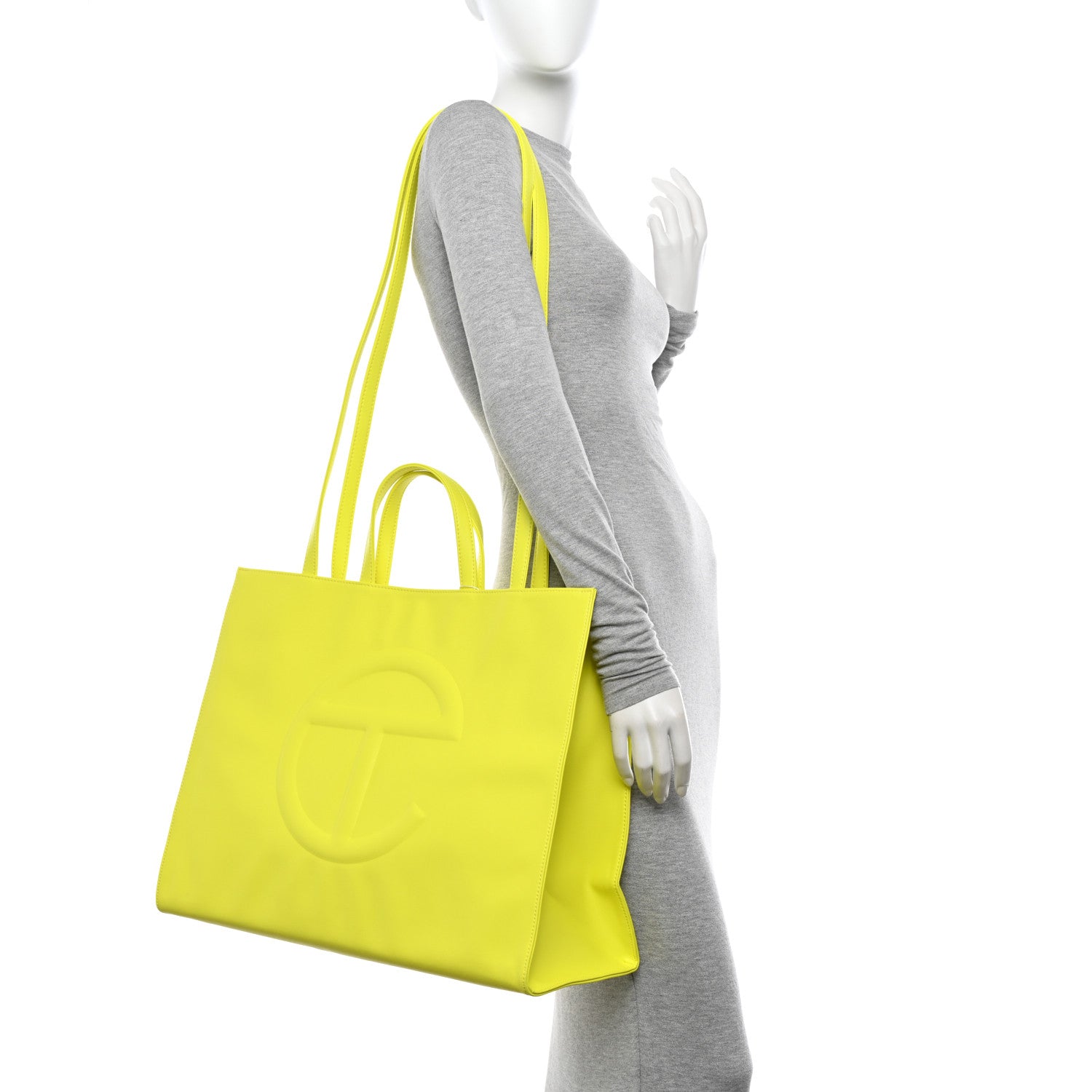 Telfar Vegan Leather Large Shopping Bag Highlighter Yellow 2 of 10