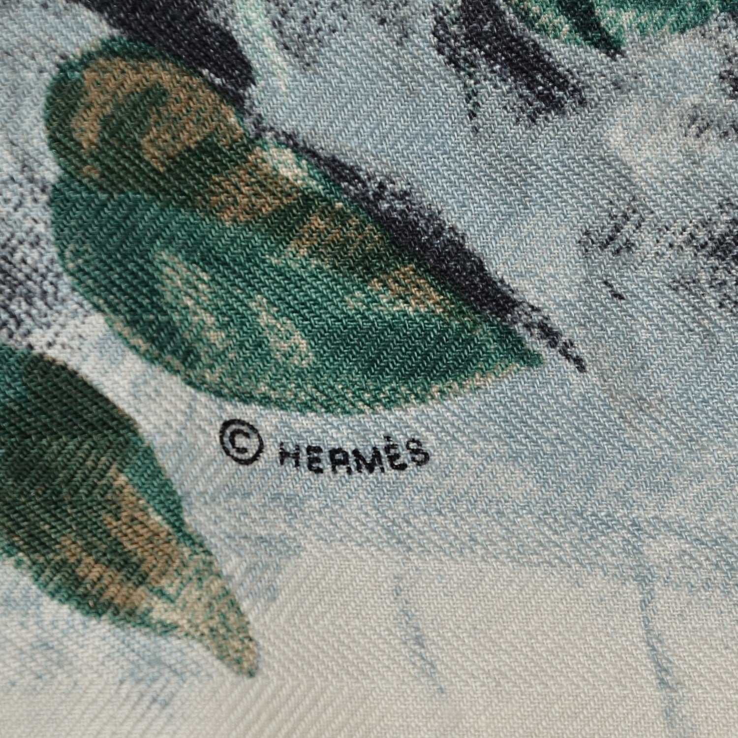 Hermes Cashmere Silk Panthera Pardus Scarf 140 Blanc Anthracite Vert 5 of 8