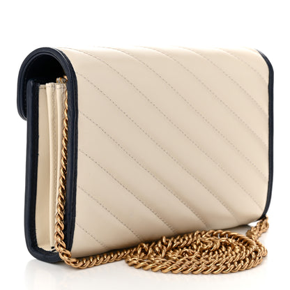 Gucci Vintage Effect Calfskin Matelasse Diagonal Torchon GG Marmont Chain Wallet Mystic White Blue Agata 2 of 10