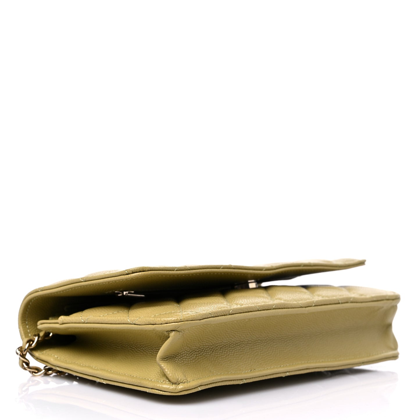 Caviar Quilted Wallet On Chain WOC Light Green