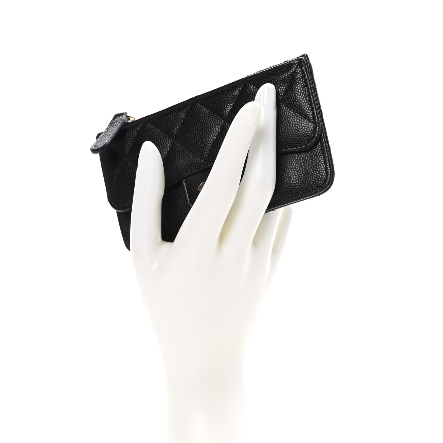 Chanel Caviar Quilted Flap Zip Card Holder Black 2 of 9