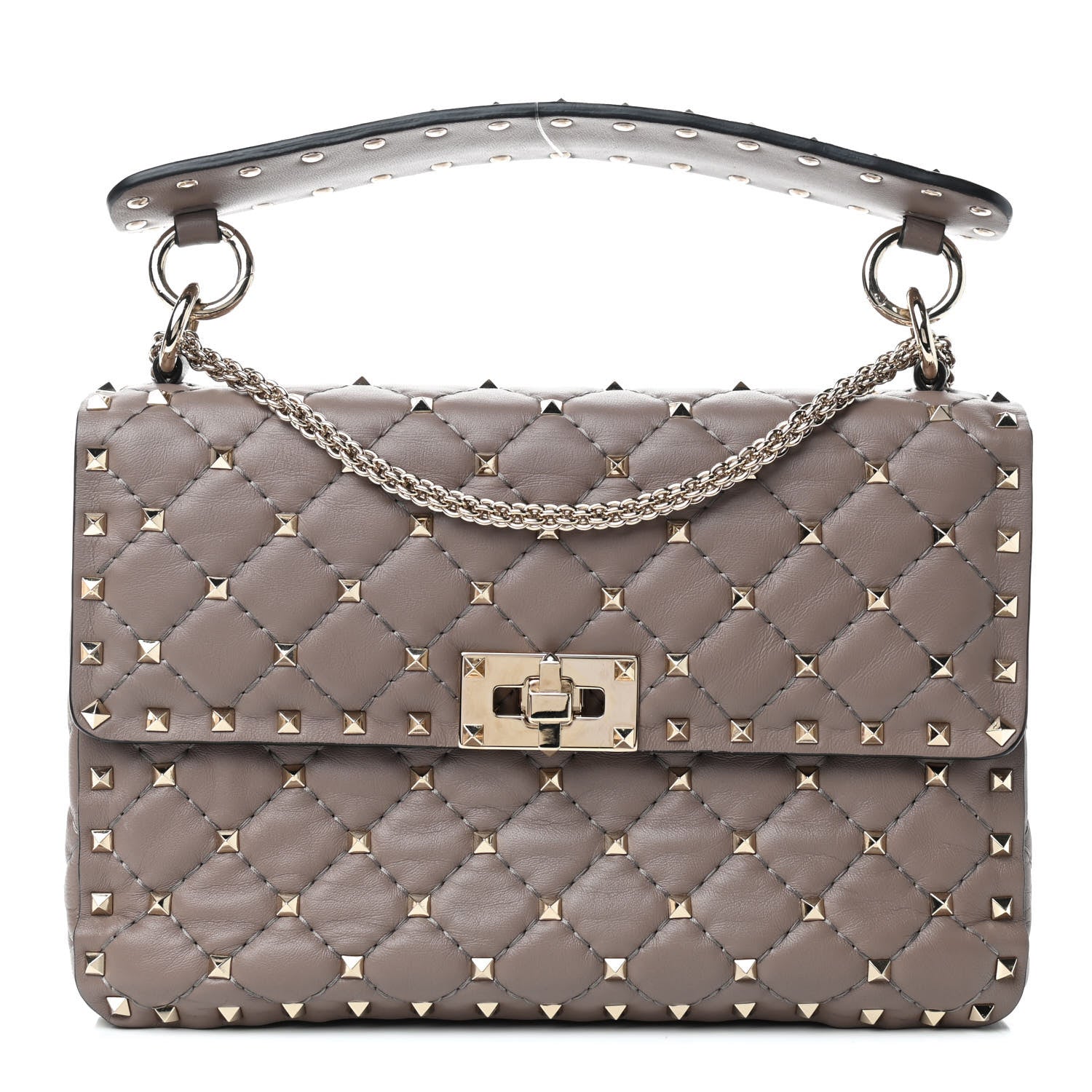 Valentino Garavani Nappa Medium Rockstud Spike Shoulder Bag Clay 1 of 8
