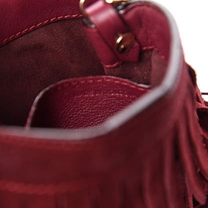 Burberry Suede Fringe Mini Bucket Bag Cherry 7 of 12