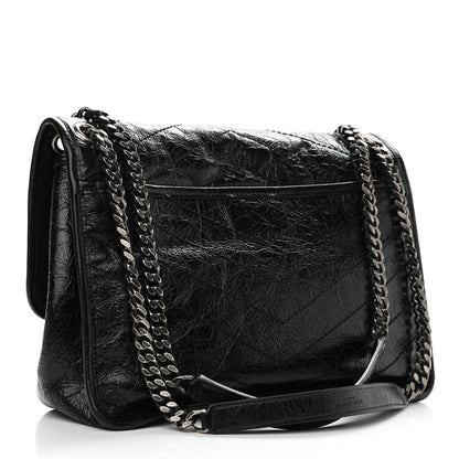 Saint Laurent Crinkled Calfskin Matelasse Monogram Medium Niki Chain Satchel Black 3 of 11
