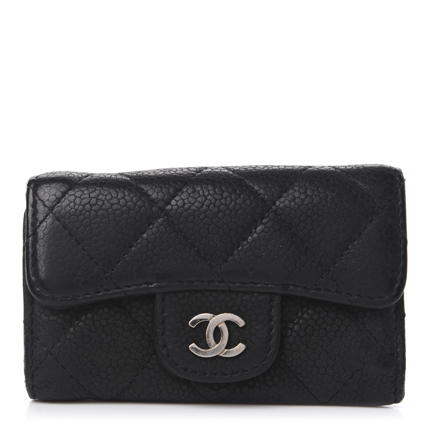 Caviar Quilted 6 Key Holder Black