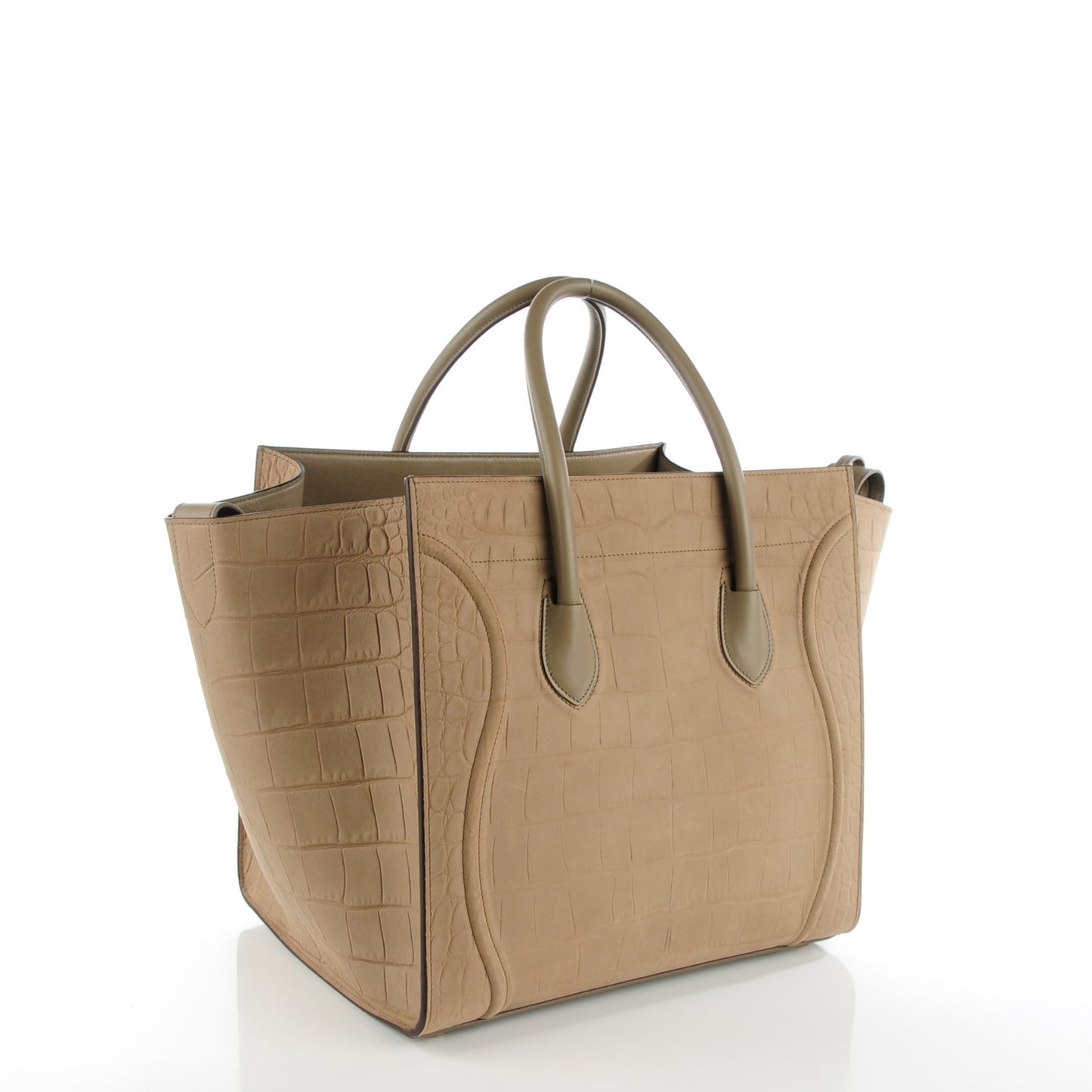 Crocodile Embossed Calfskin Medium Phantom Luggage Beige