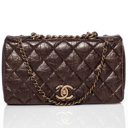 Chanel Quilted Medium Pondichery Flap Marron Fonce 1 of 9