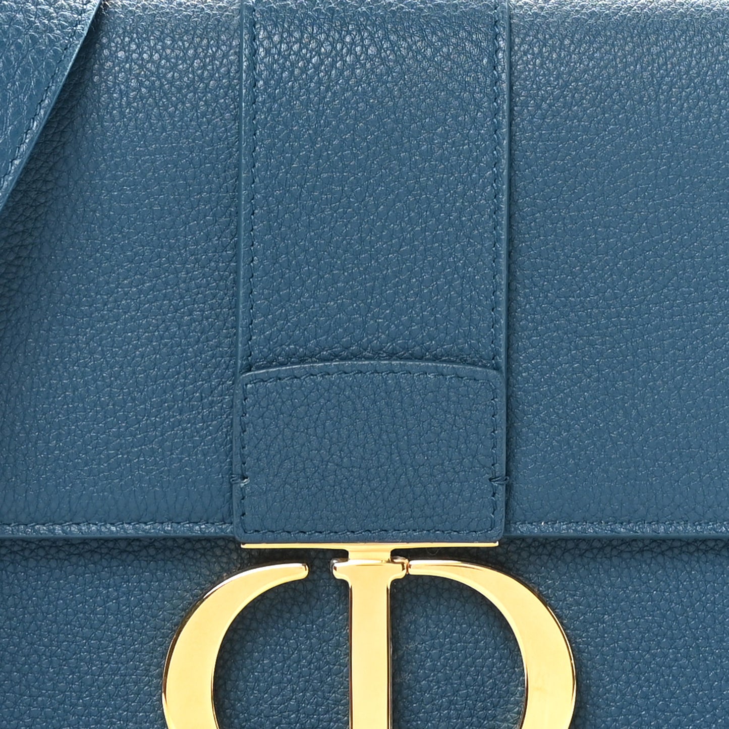Grained Calfskin 30 Montaigne Flap Bag Blue