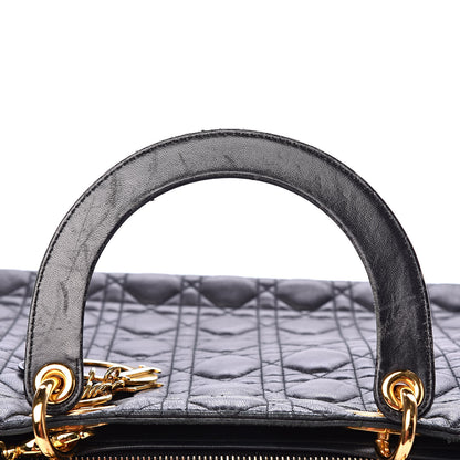 Christian Dior Lambskin Cannage Large Lady Dior Black 9 of 21