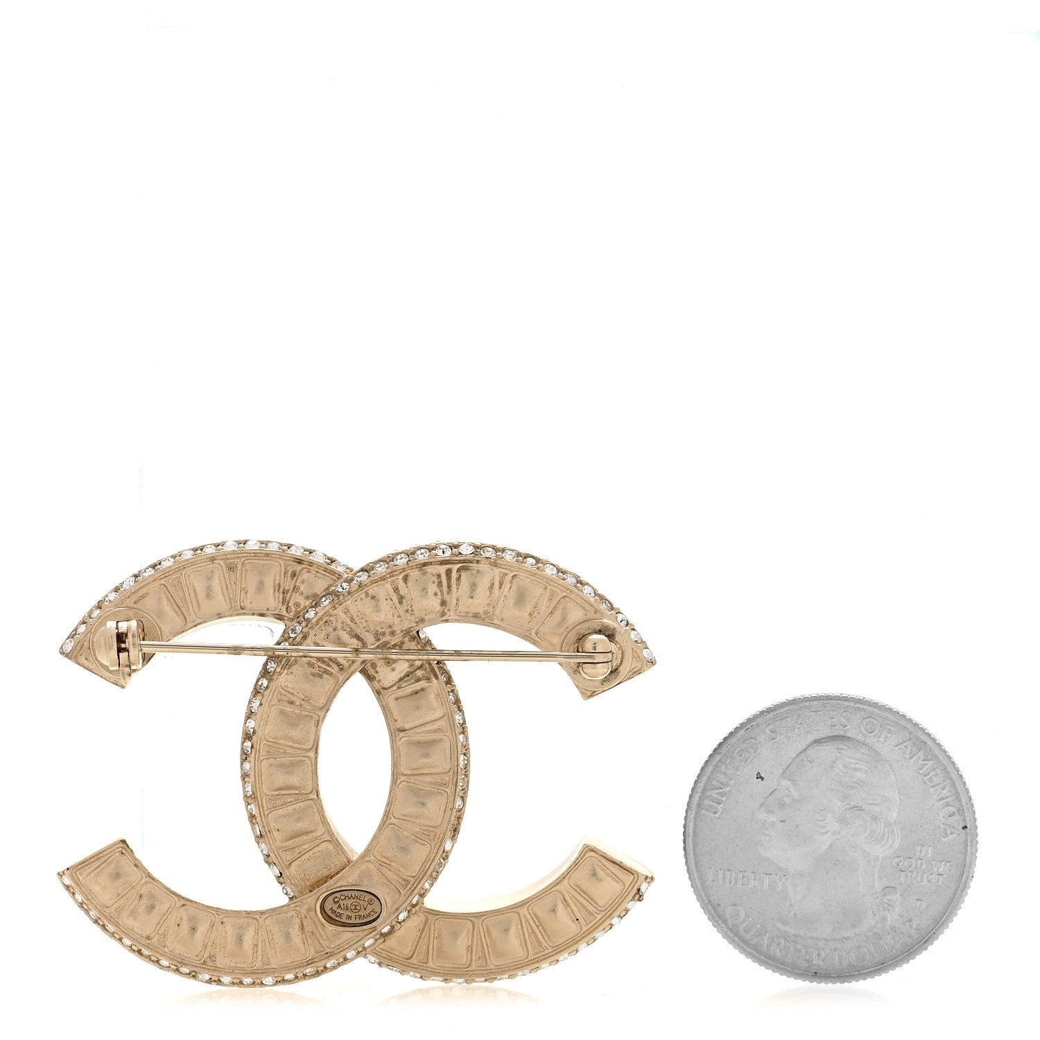 Chanel Baguette Crystal CC Brooch Gold 2 of 5