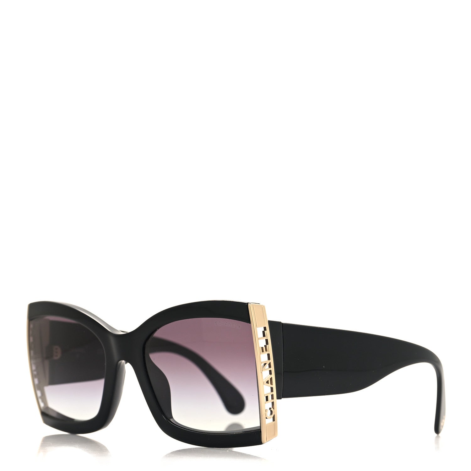 Chanel Acetate Metal Logo Square Sunglasses 71547A Black 1 of 7