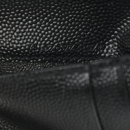 Saint Laurent Grain De Poudre Matelasse Chevron Monogram Zipped Two-Part Wallet Black 7 of 7