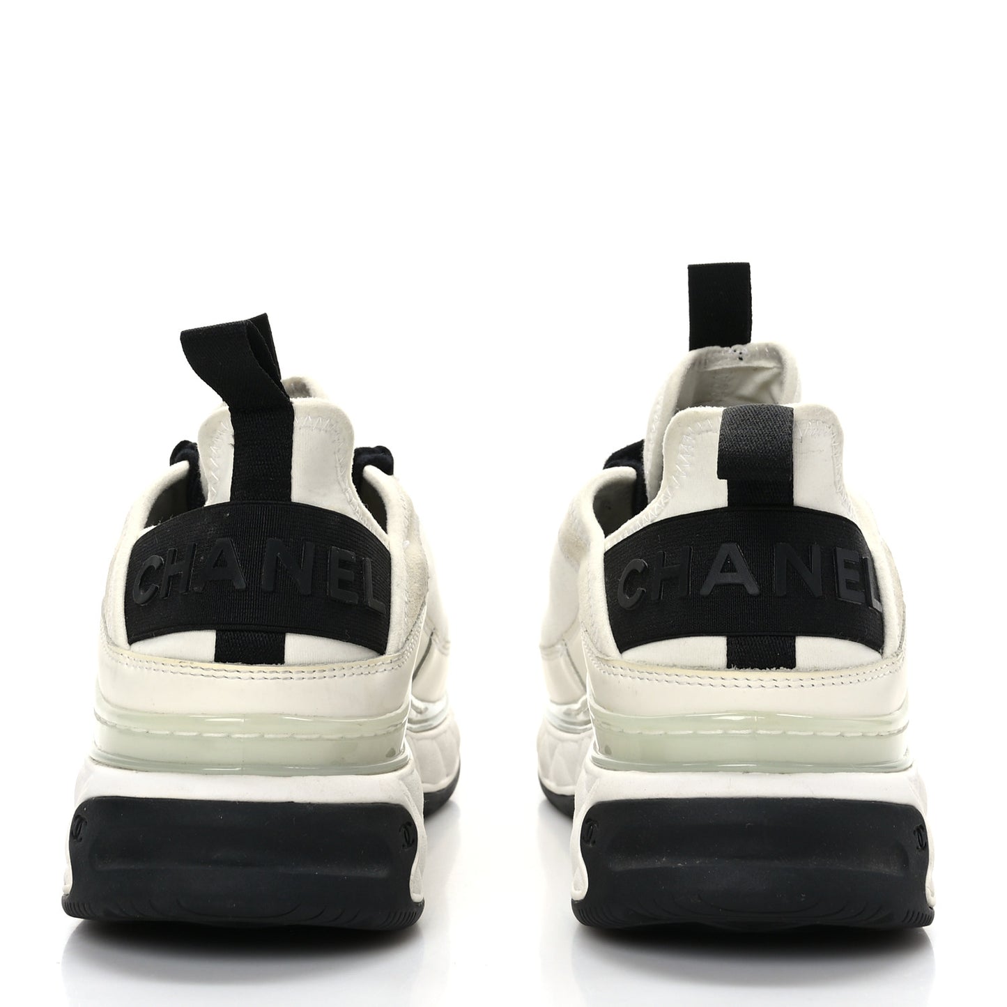 Velvet Calfskin Mixed Fibers CC Sneakers 38 Ivory Black