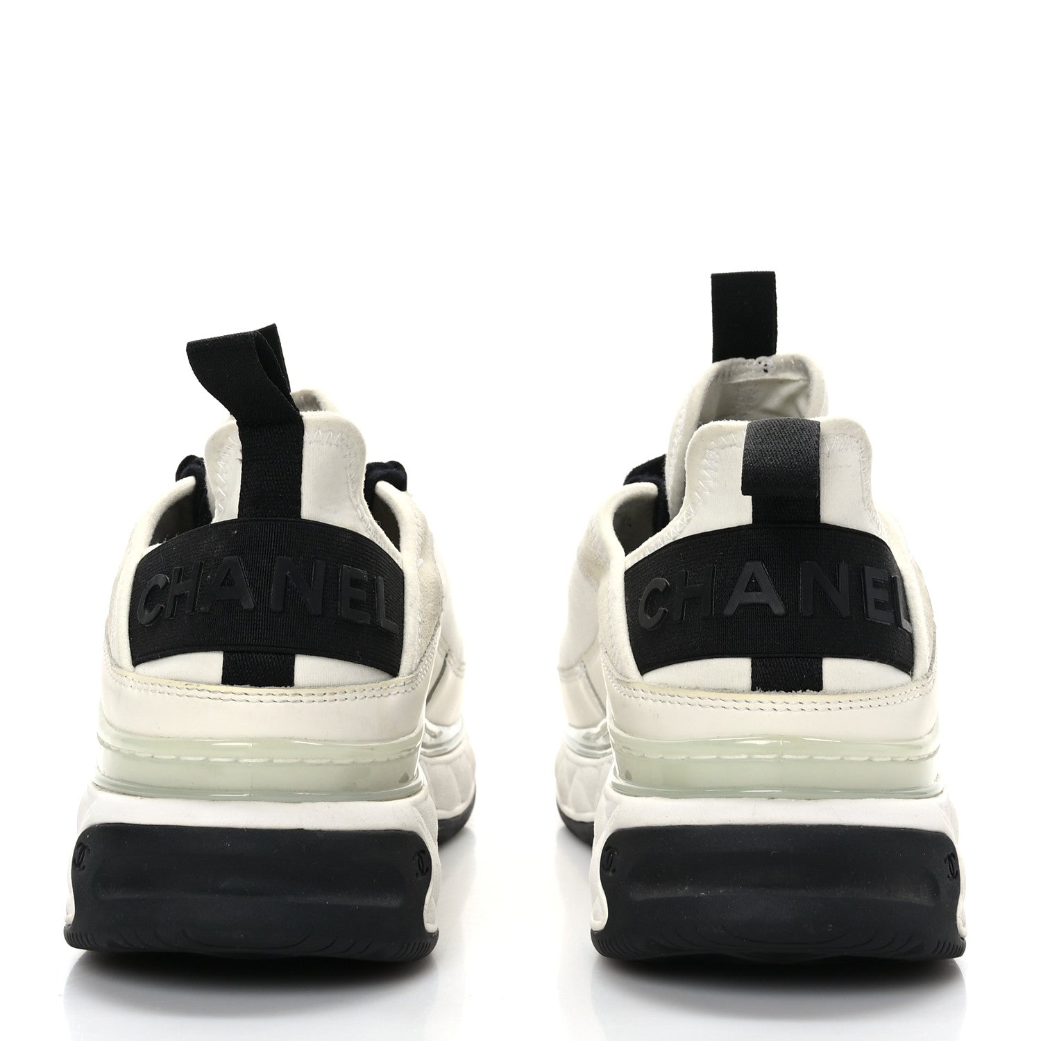 Chanel Velvet Calfskin Mixed Fibers CC Sneakers 38 Ivory Black 5 of 8